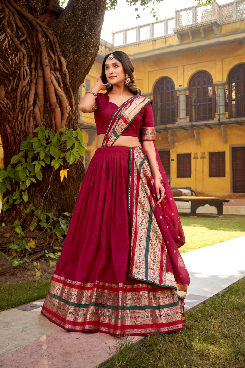 Paithani Zari Weaving Pure Chanderi Rani Lehenga
