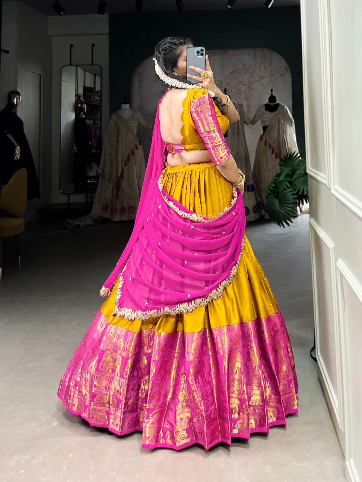 Narayan Pattu Zari Weaving  Pink  Lehenga