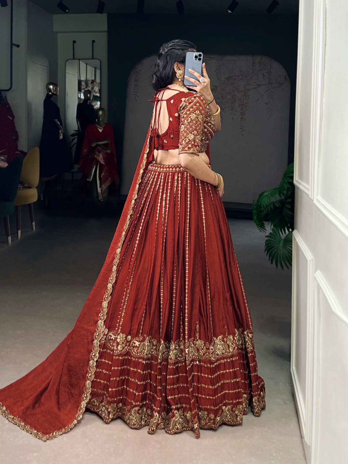 Rangoli Crush Silk Embroidered Lehenga