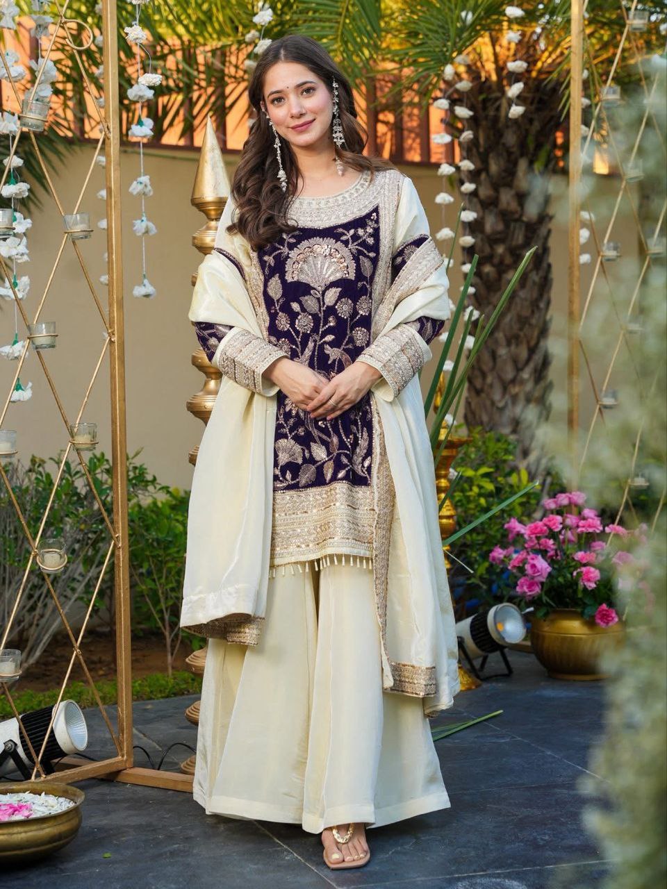 Off-White Dhurandhar Kurta Palazzo Set