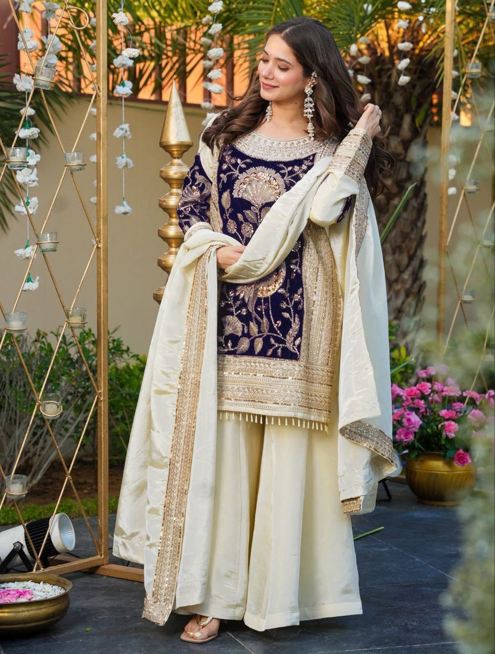 Off-White Dhurandhar Kurta Palazzo Set