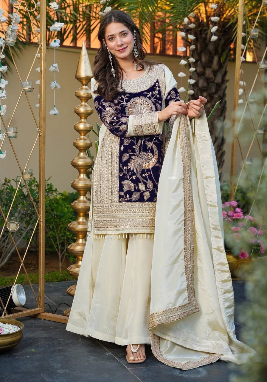 Off-White Dhurandhar Kurta Palazzo Set