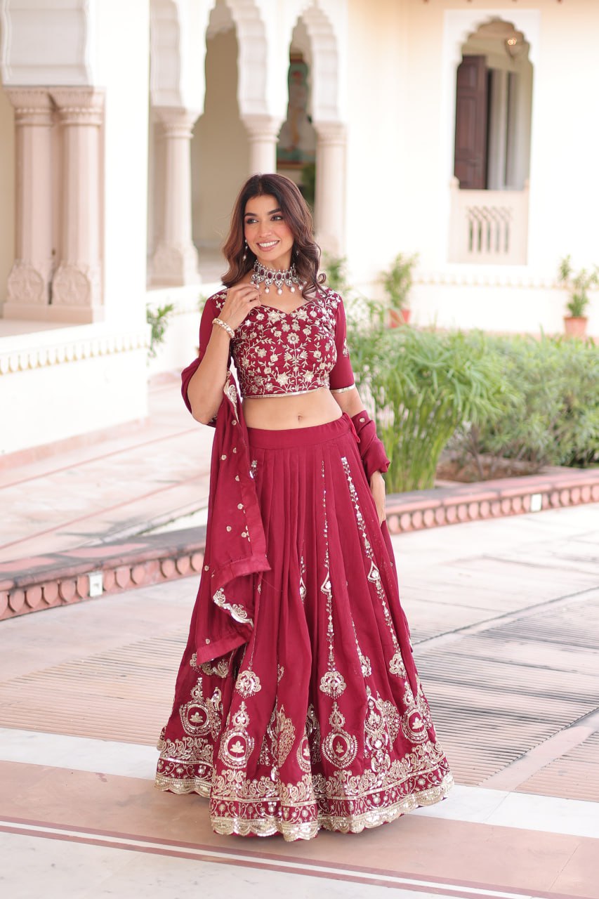 Vichitra Silk Heavy Embroidered Lehenga Choli