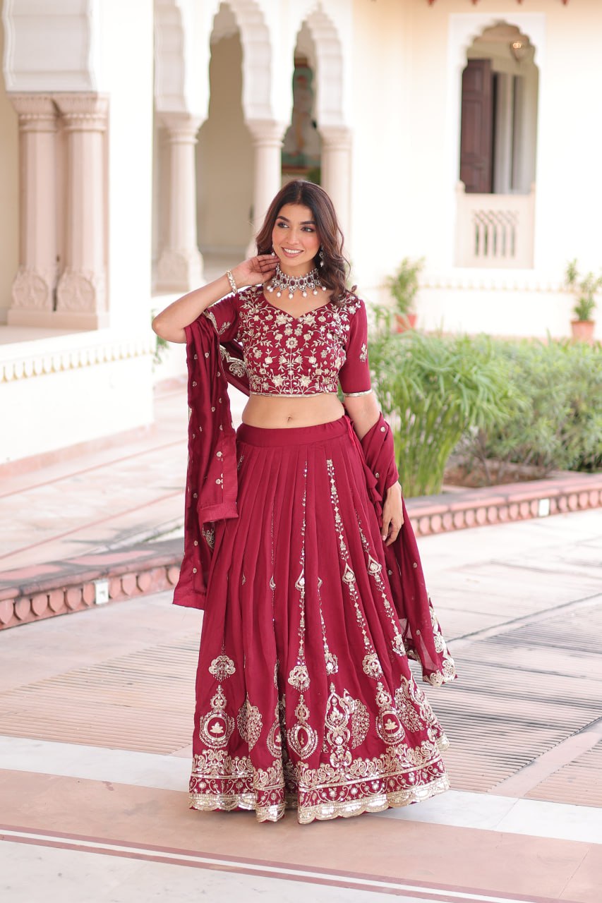 Vichitra Silk Heavy Embroidered Lehenga Choli