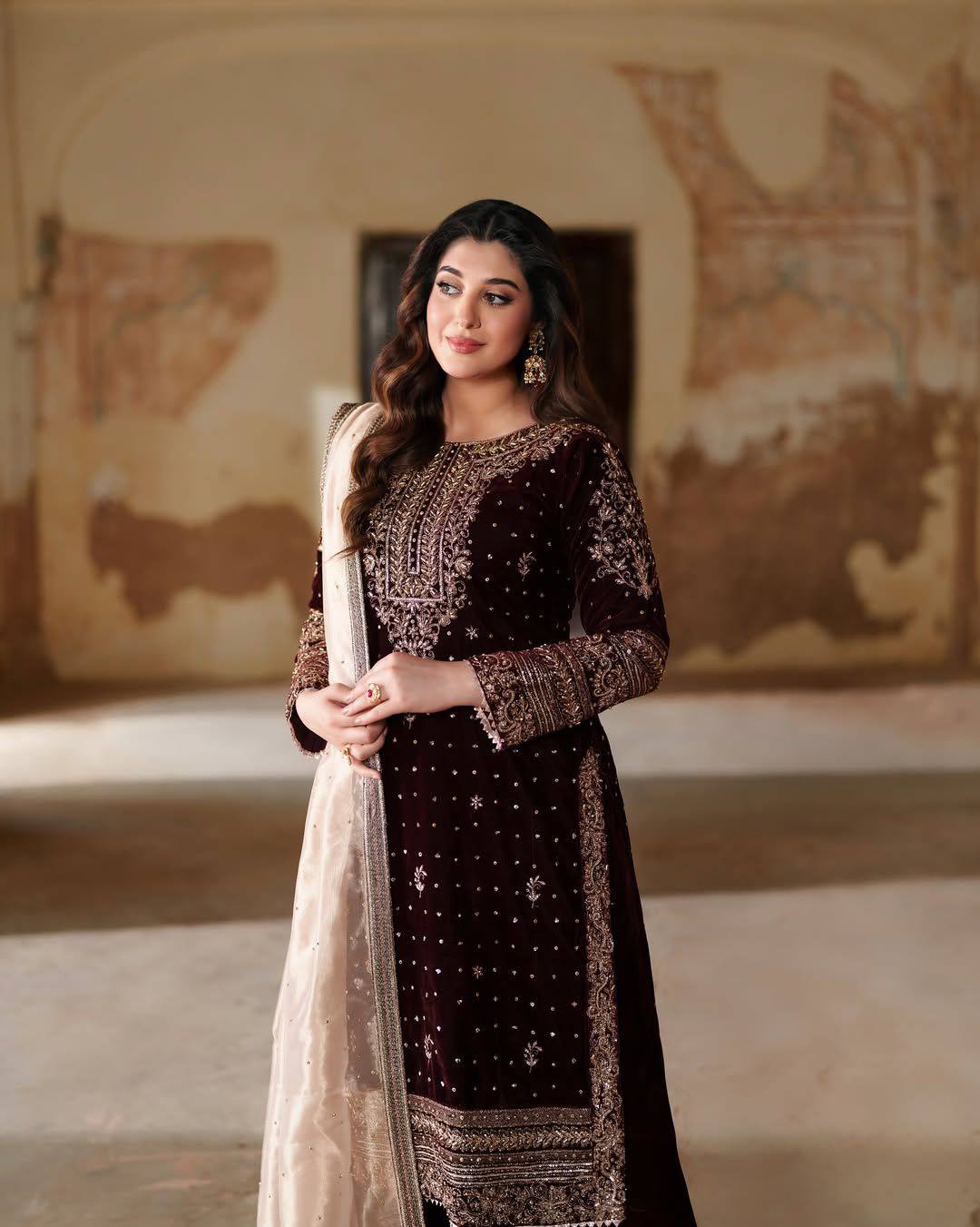 Exclusive Velvet Embroidery Suit Set