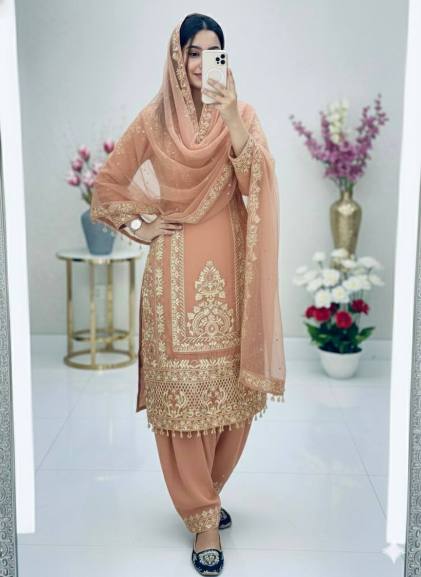 Eid Special Peach Georgette Suit Set
