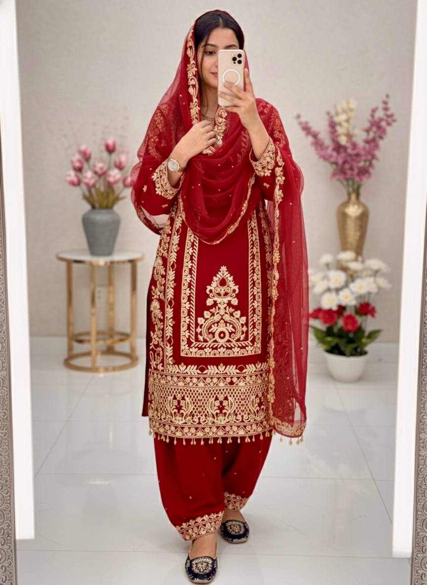 Eid Special Red Georgette Suit Set