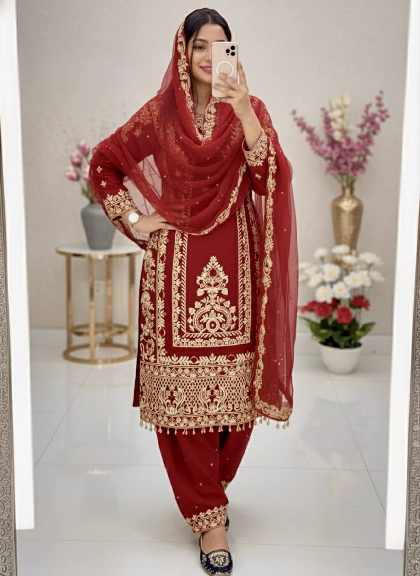 Eid Special Red Georgette Suit Set