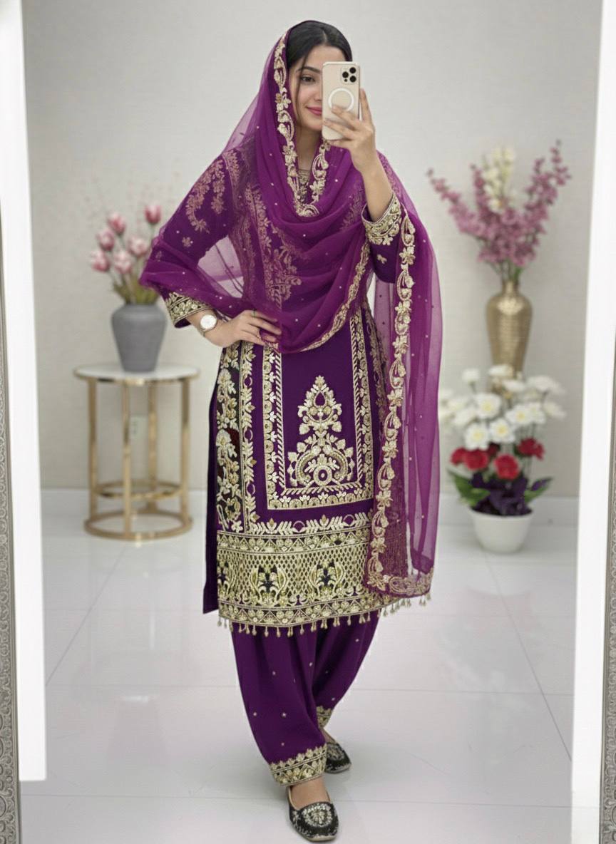Eid Special Purple Georgette Suit Set