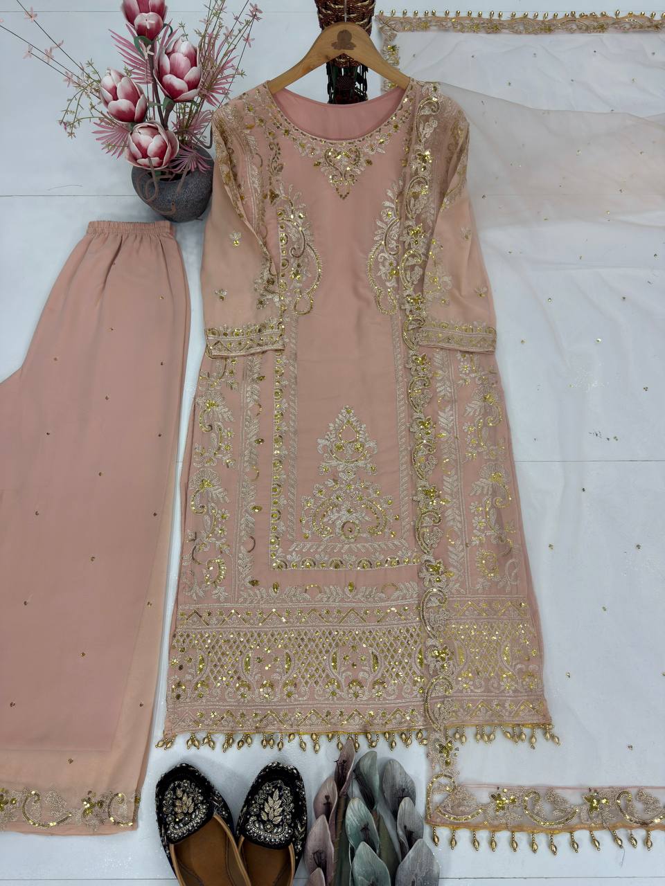 Eid Special Peach Georgette Suit Set