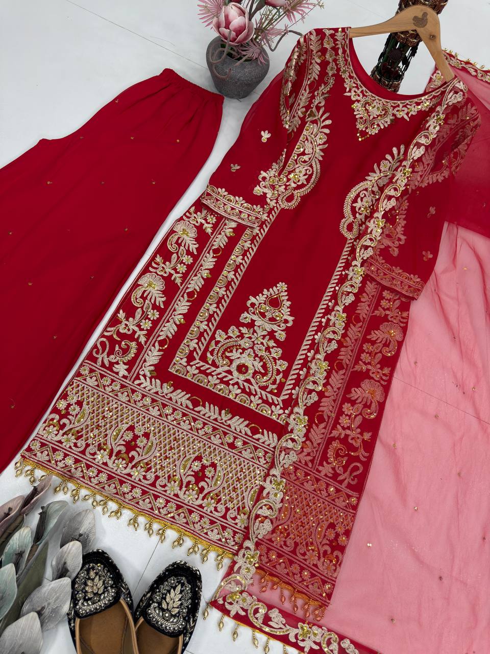 Eid Special Red Georgette Suit Set